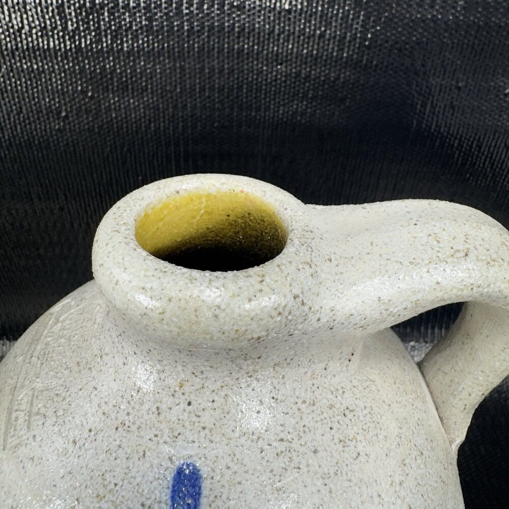 1994 Rowe Pottery Works Salt Glazed Gray Blue Heart Jug Carafe Container Marked - Picture 10 of 16